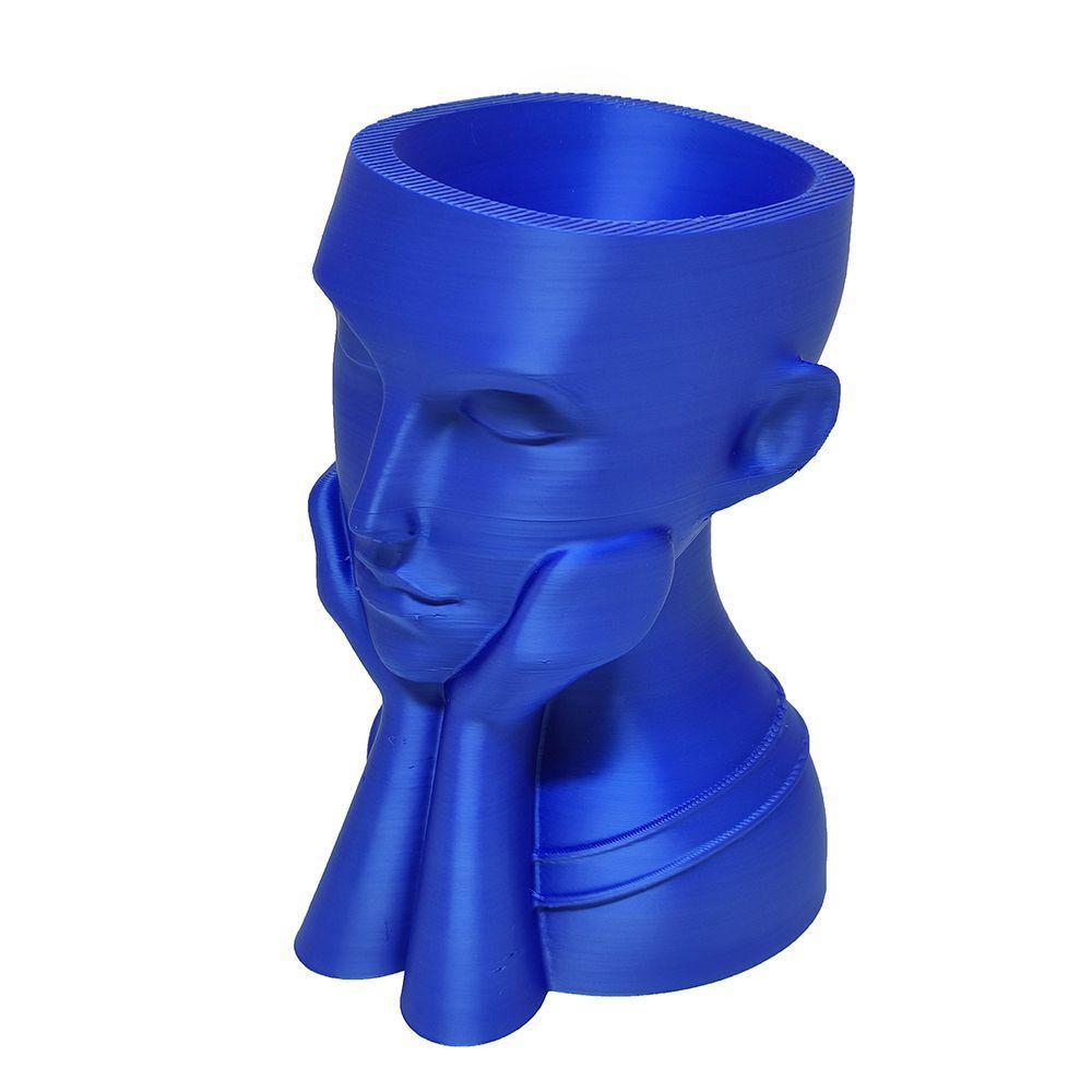 Rosto Enfeite Decoração Impressão 3d Porta Objeto Vaso 14 Cm Sala Azul Metálico - 5
