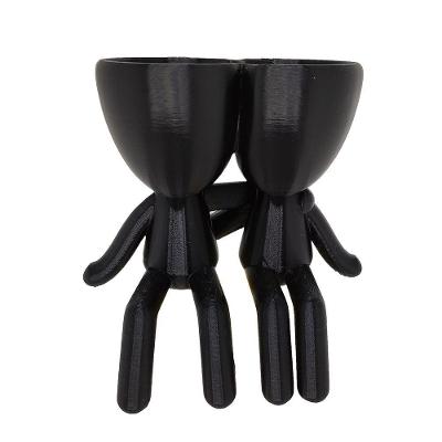 Vaso 3d Abraço Suculentas Decoração 15cm Robert Plant Decorativo Preto