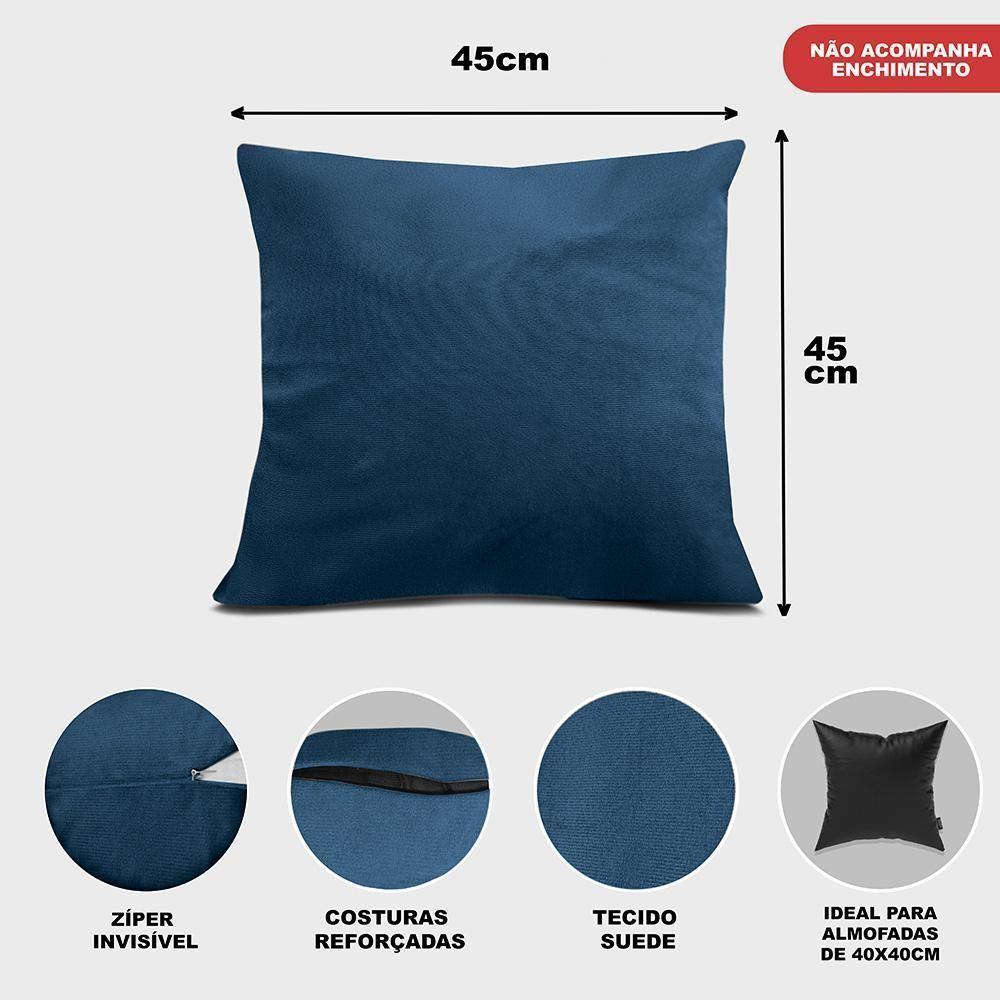 Kit 2 Capas De Almofadas Velusoft Azul 45x45cm Cama Inbox - 2