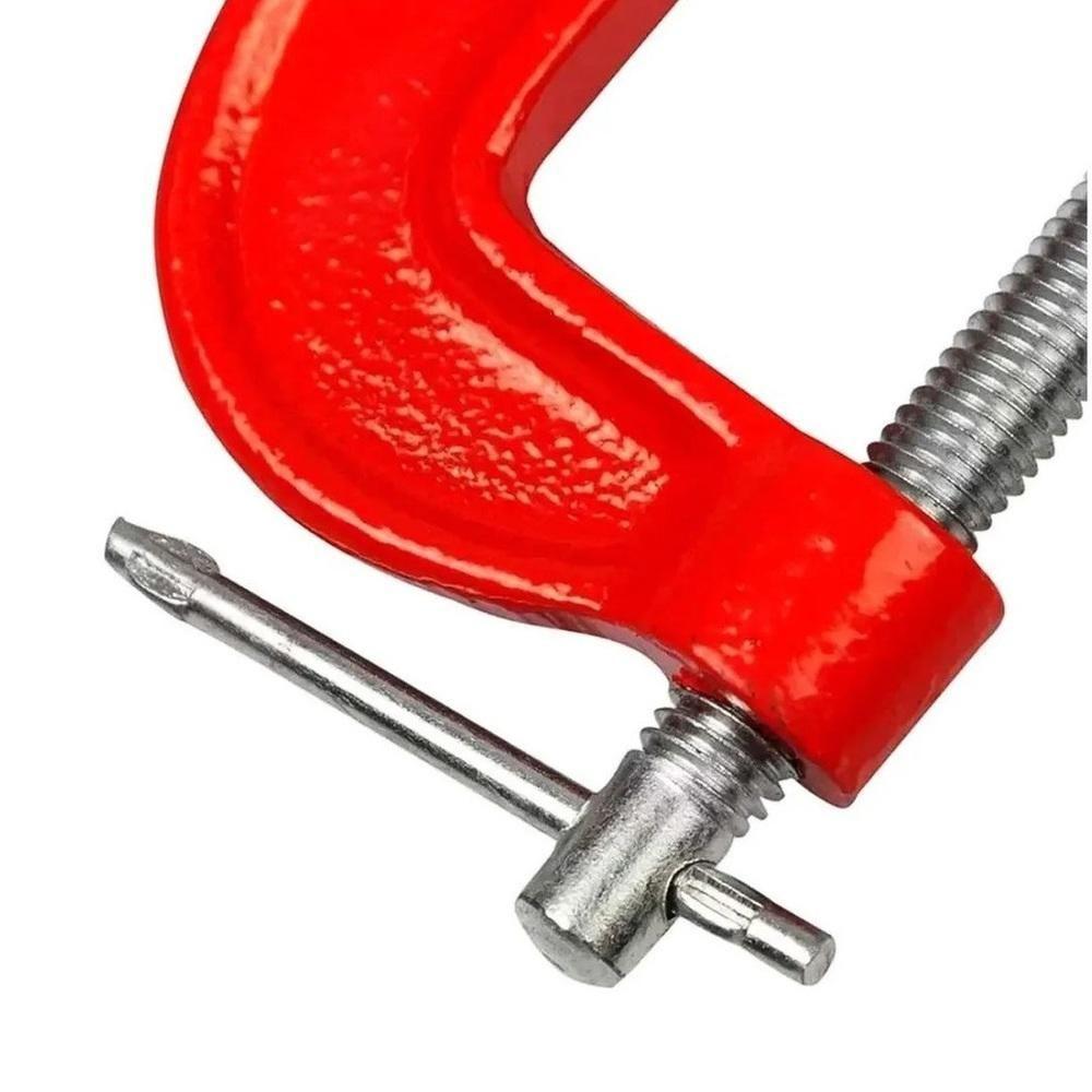 Kit Grampos Marceneiro Tipo C Sargento 3 Peças Jogo Completo Profissional - 5