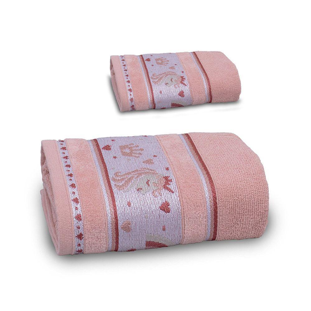 Jogo De Toalha De Banho Infantil 2 Peças Soft Kids Com Lavabo Appel Rosê Misty - Unicórnio - 1