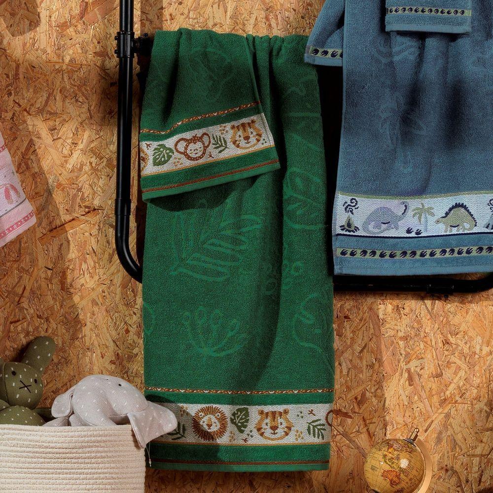 Jogo De Toalha De Banho Infantil 2 Peças Soft Kids Com Lavabo Appel Verde - Selva - 2