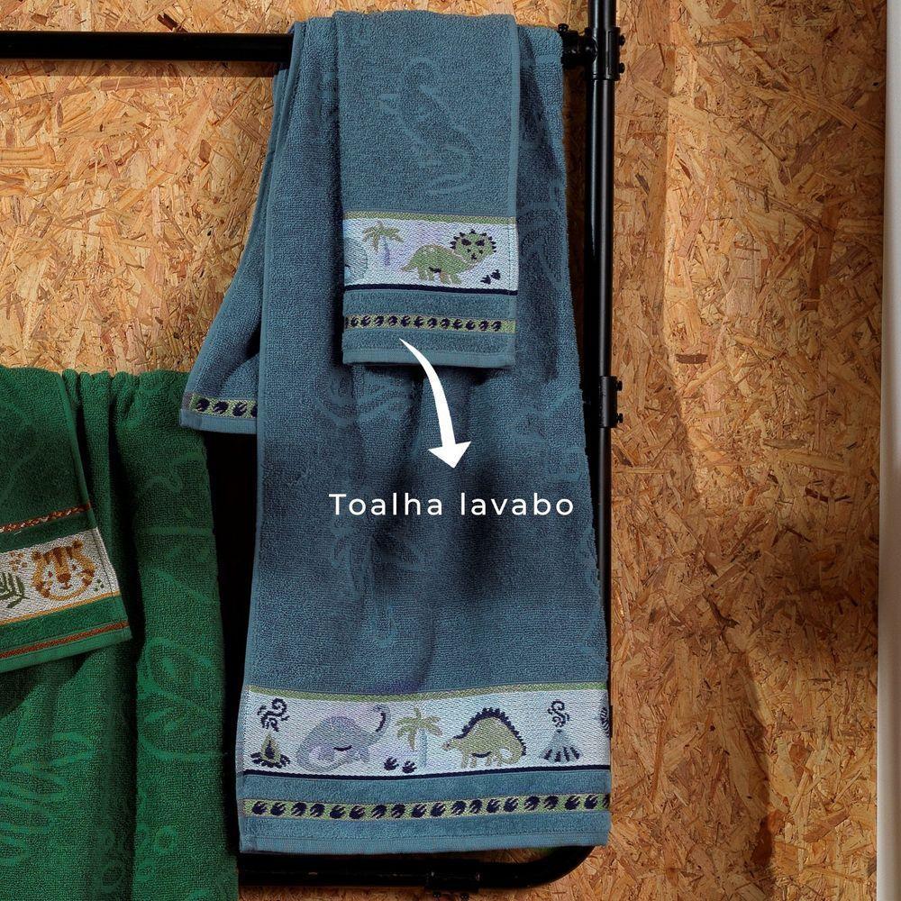 Jogo De Toalha De Banho Infantil 2 Peças Soft Kids Com Lavabo Appel Azul Infinity - Dino - 4