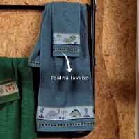 Jogo De Toalha De Banho Infantil 2 Peças Soft Kids Com Lavabo Appel Azul Infinity - Dino