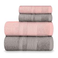 Jogo De Toalha Banhão Master 100% Algodão 4 Peças Gramatura 550 Cinza Dove/rosa Cravo - 1
