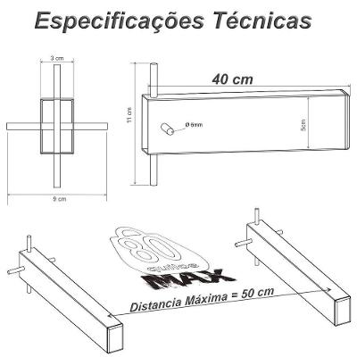 Suporte Pia Chumbar Bancada Aparador Mesa 40 Cm Preto