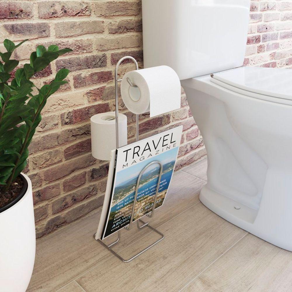 Suporte De Papel Higiênico Com Revisteiro-lenço Umedecido - Stolf Cromado - 3
