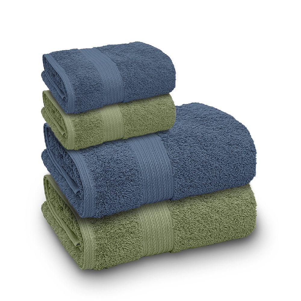 Jogo De Toalha Banhão Indiana Intense 100% Algodão 4 Peças Gramatura 600 Alecrim/azul índigo - 1