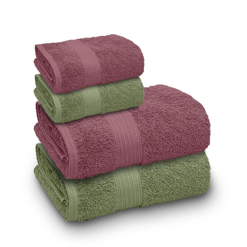 Jogo De Toalha Banhão Indiana Intense 100% Algodão 4 Peças Gramatura 600 Alecrim/orquídea - 1