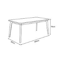 Mesa Jantar Luxo Jade Retangular 160x90cm Tampo Chanfrado Preto Base Madeira Maciça Mel - 2