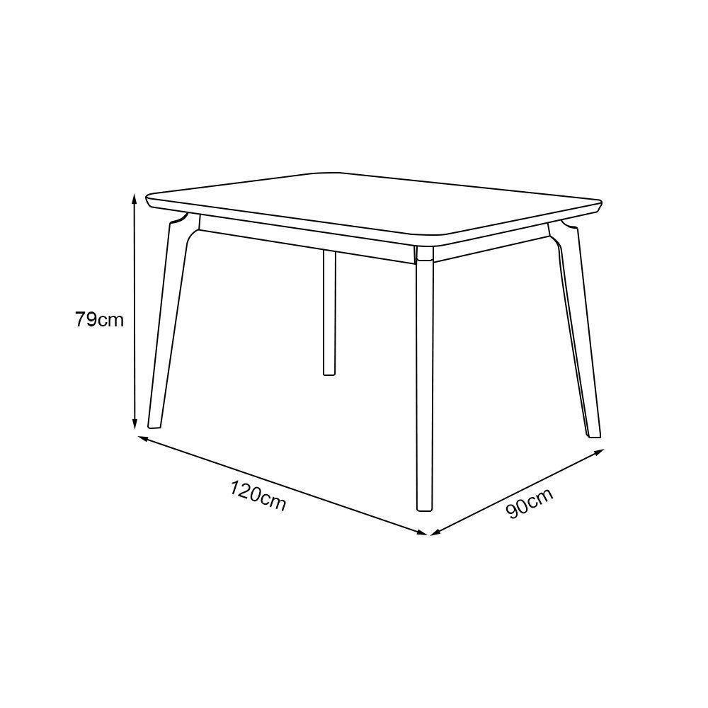 Mesa Jantar Luxo Jade Retangular 120x90cm Tampo Chanfrado Preto Base Madeira Maciça Mel - 2
