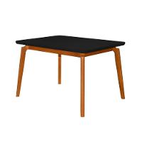 Mesa Jantar Luxo Jade Retangular 120x90cm Tampo Chanfrado Preto Base Madeira Maciça Mel - 1