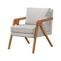 Poltrona Mona Luxo Onix Madeira Maciça Tecido Linho Cinza Web Holz - 2