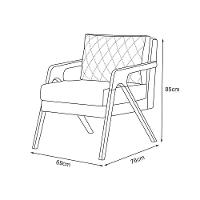 Poltrona Mona Luxo Onix Madeira Maciça Tecido Linho Cinza Web Holz - 4