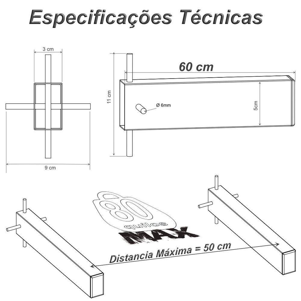 Suporte Pia Chumbar Bancada Aparador Mesa 60 Cm Preto - 6
