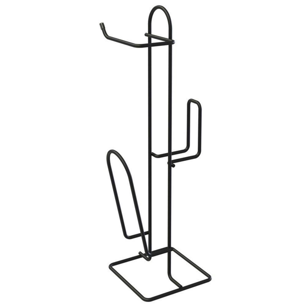 Suporte De Papel Higiênico Com Revisteiro-lenço Umedecido - Stolf Preto - 1