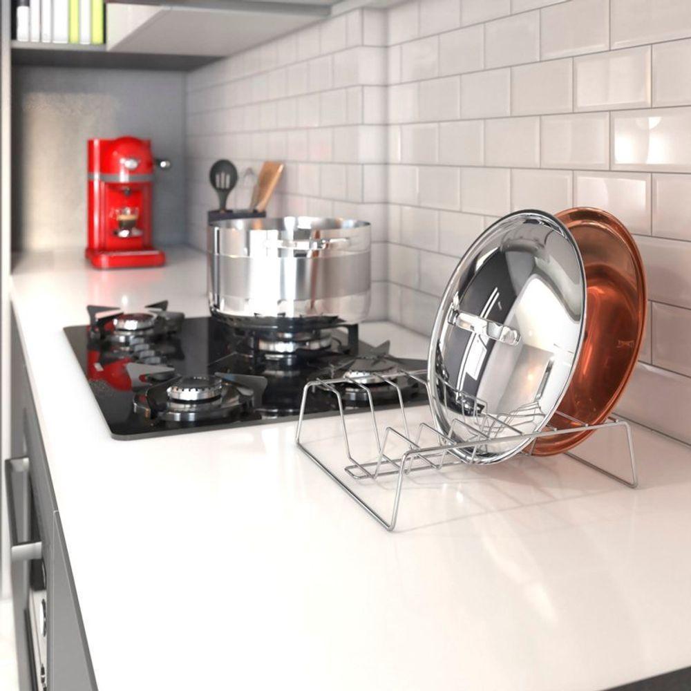 Suporte Organizador De Tampa De Panela - Stolf Preto - 2
