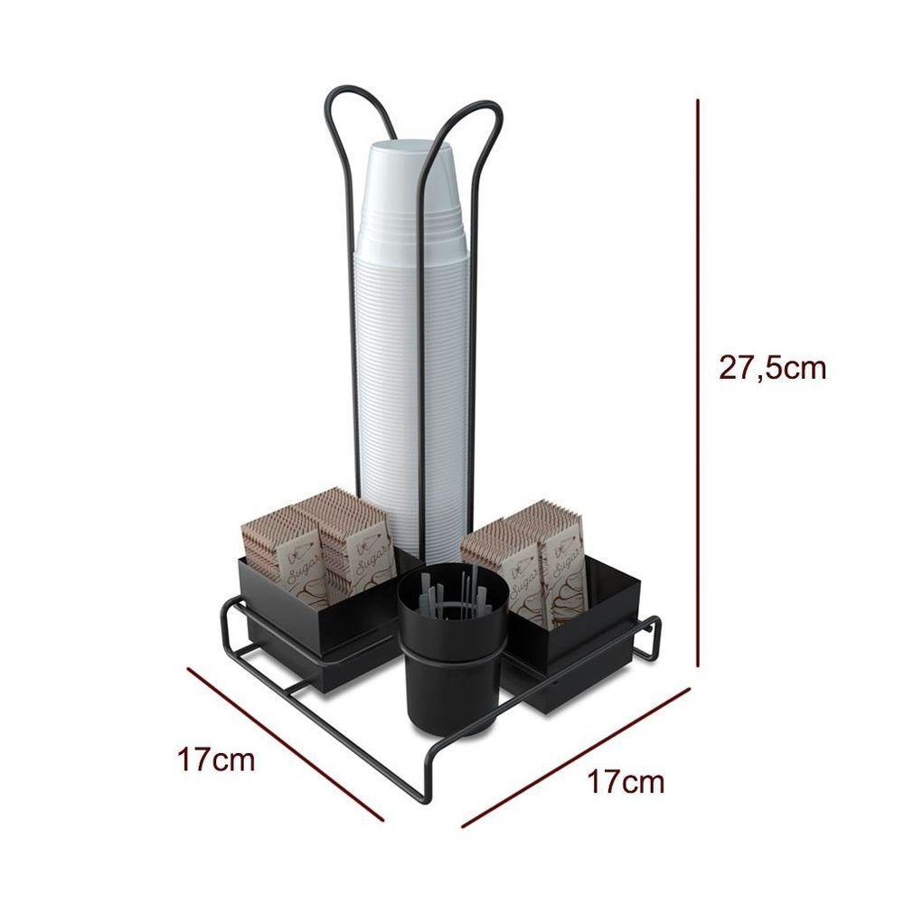 Suporte De Mesa Black Para Sachê Com Porta Copos - Stolf - 2