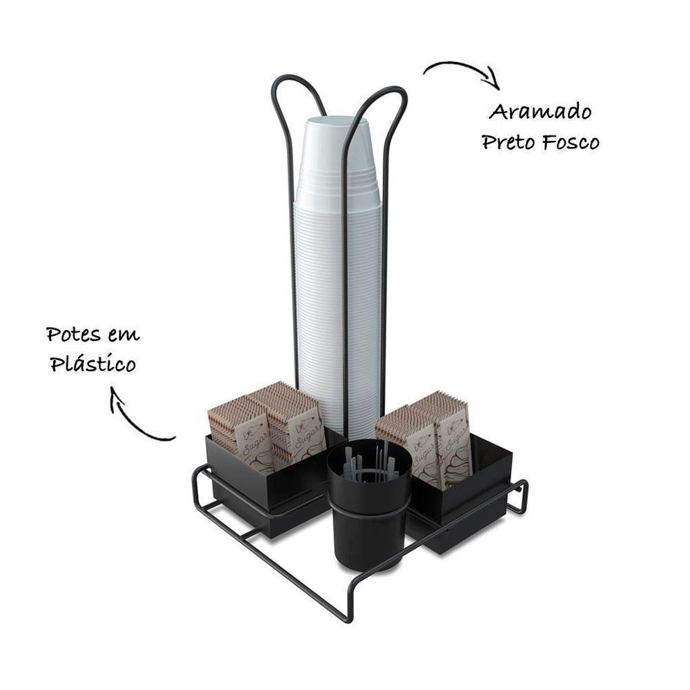 Suporte De Mesa Black Para Sachê Com Porta Copos - Stolf - 3
