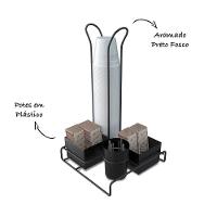 Suporte De Mesa Black Para Sachê Com Porta Copos - Stolf - 3