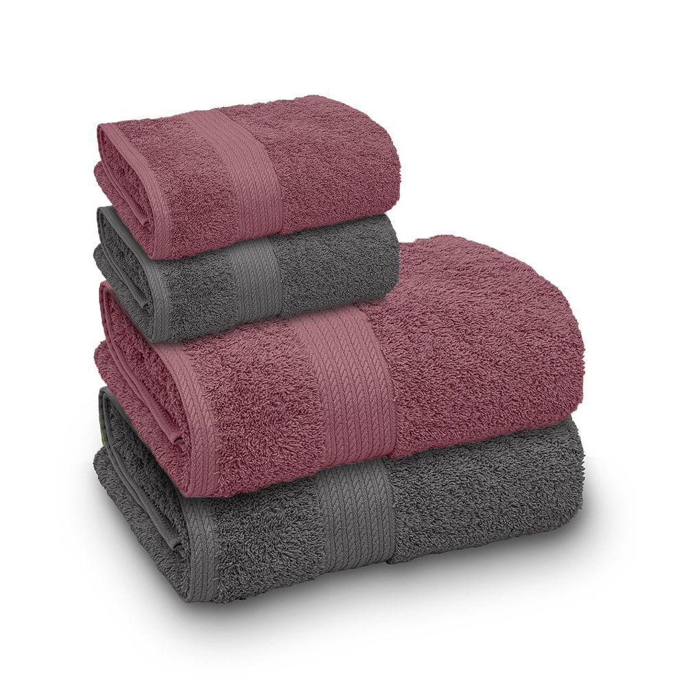 Jogo De Toalha Banhão Indiana Intense 100% Algodão 4 Peças Gramatura 600 Chumbo/orquídea - 1