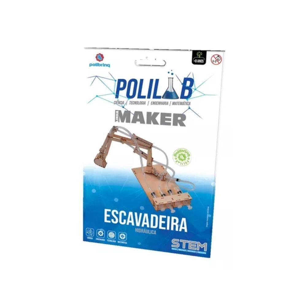 Brinquedo Escavadeira Hidráulica Polilab Maker - Polibrinq - 2