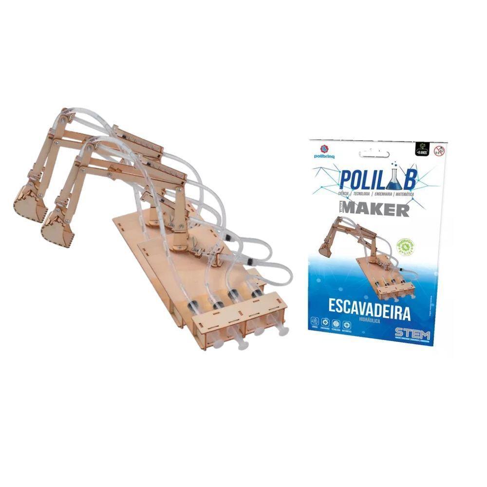 Brinquedo Escavadeira Hidráulica Polilab Maker - Polibrinq - 3