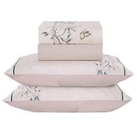 Jogo De Lençol Casal Padrão Micropercal 300 Fios Toque De Algodão 4 Peças - Ramo Malva - 4