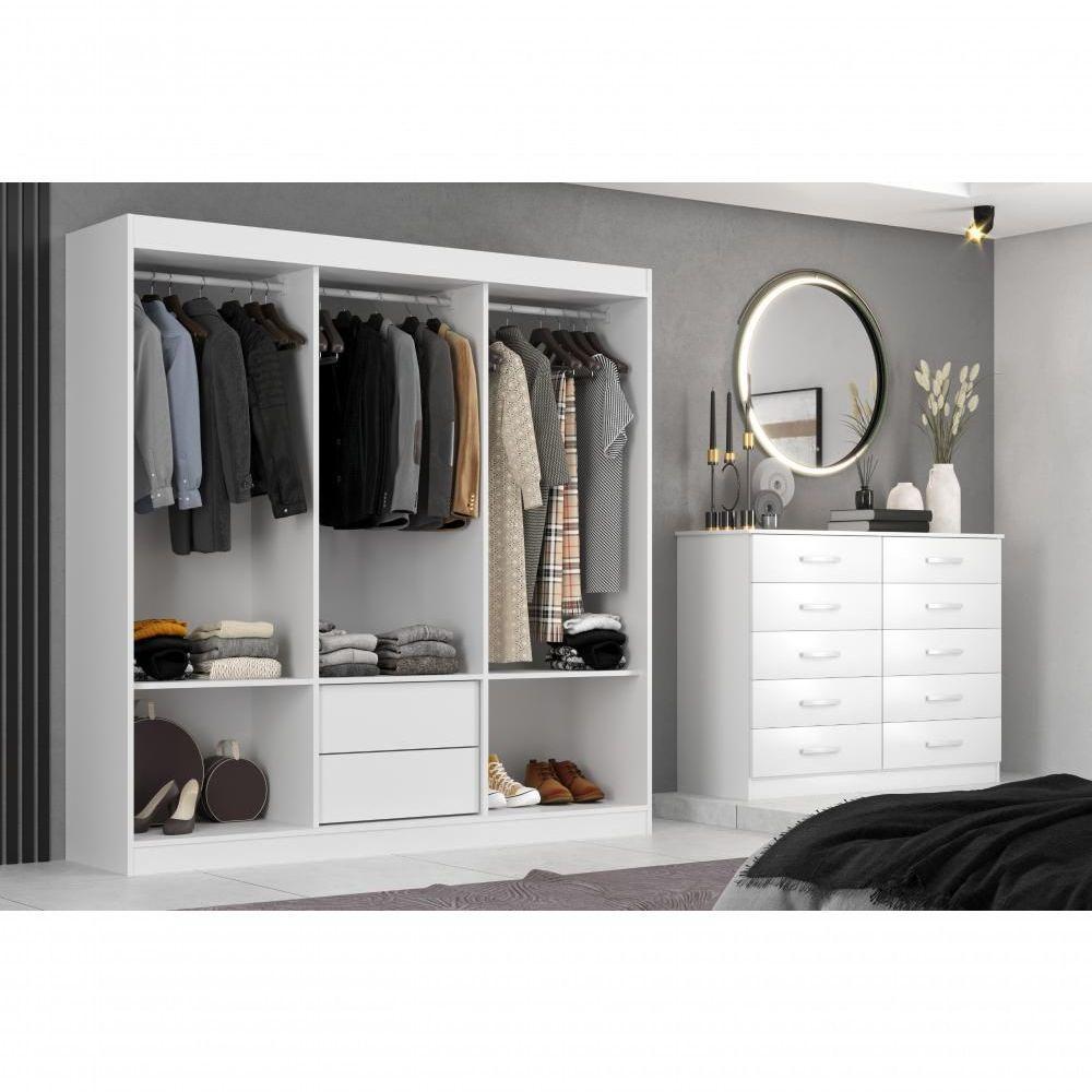 Closet Lisboa Com Cômoda 10 Gavetas Premium Marbela - Branco - 1