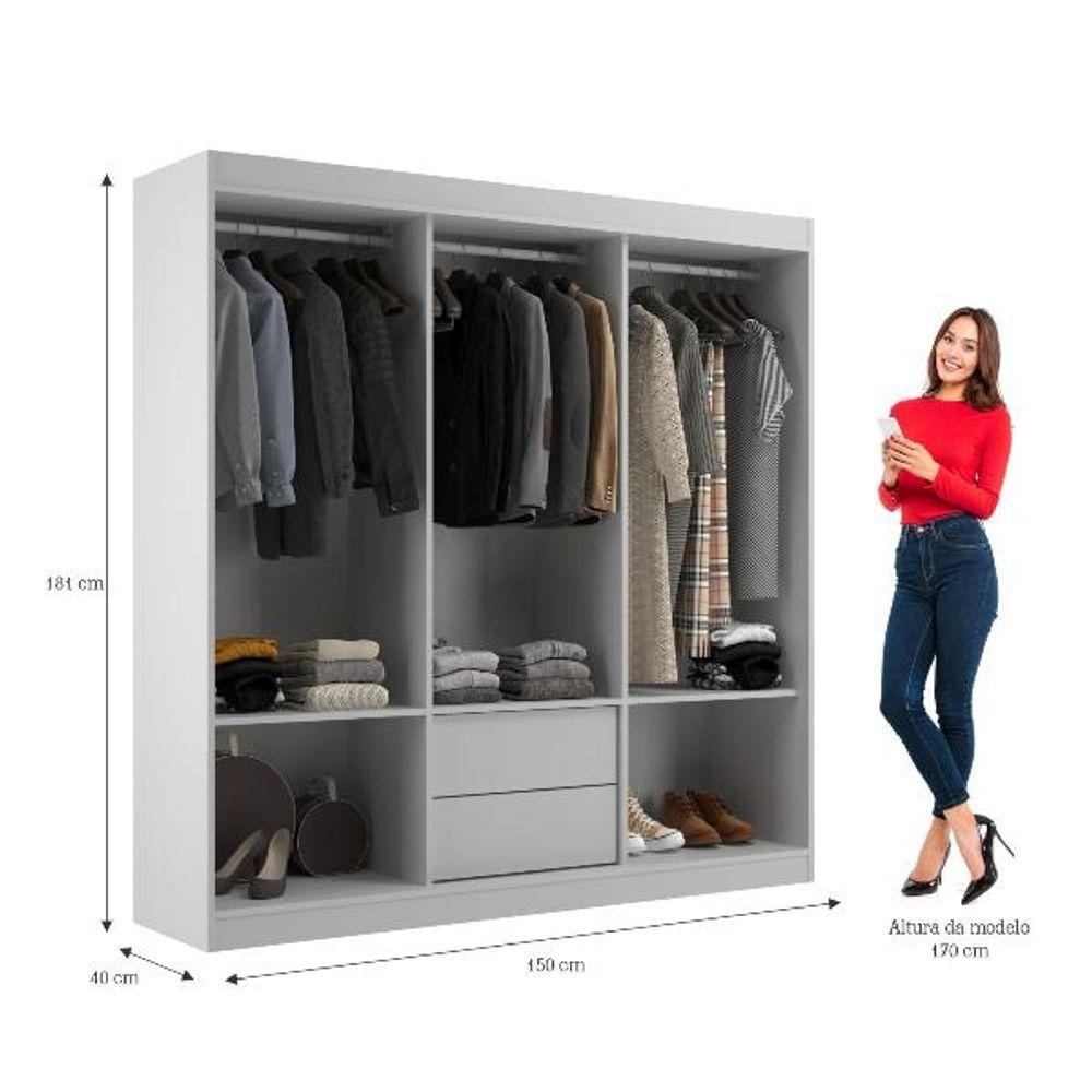 Closet Lisboa Com Cômoda 10 Gavetas Premium Marbela - Branco - 5