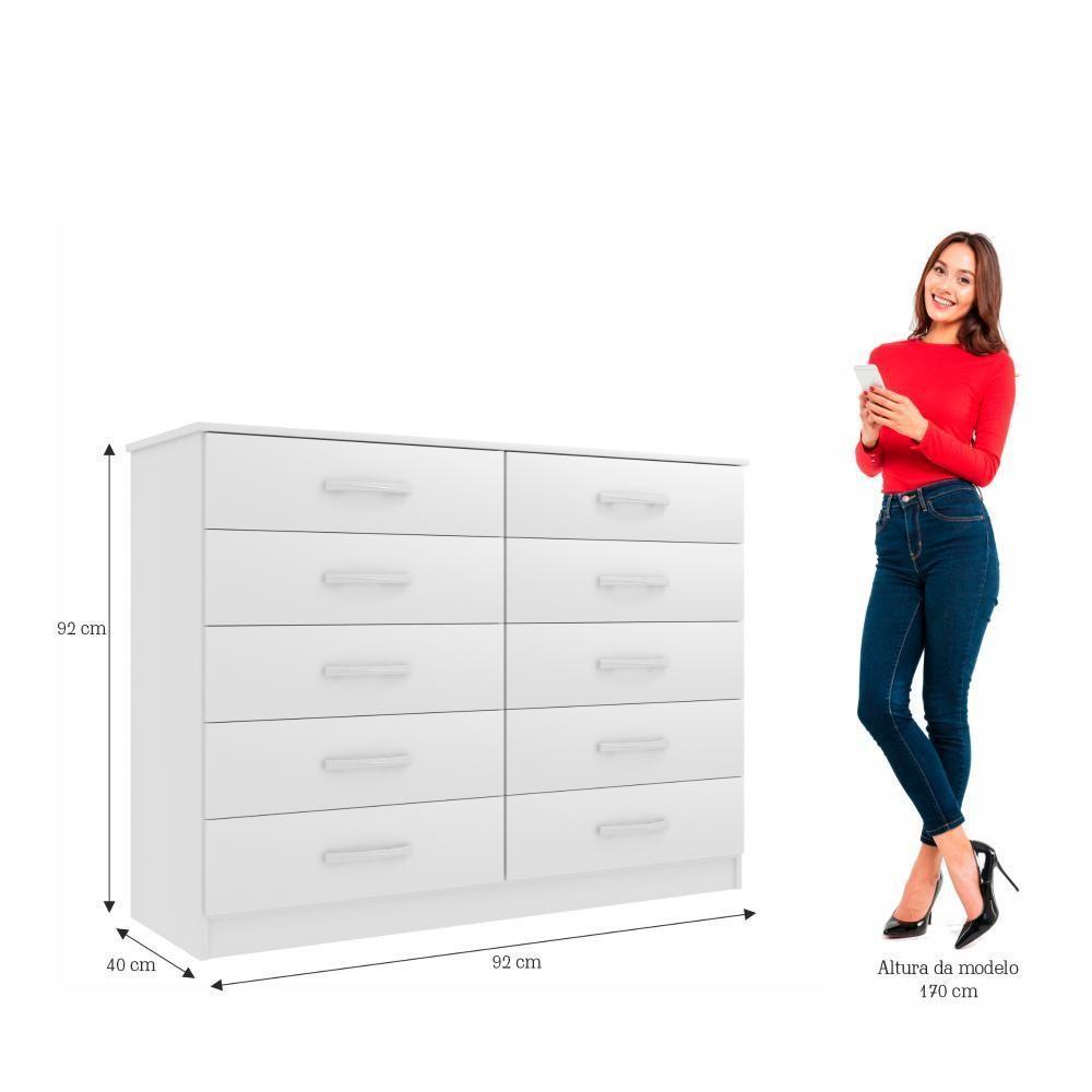 Closet Lisboa Com Cômoda 10 Gavetas Premium Marbela - Branco - 6