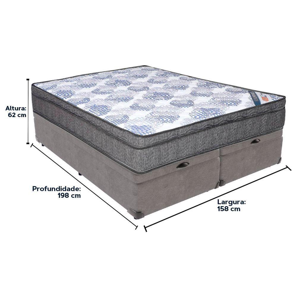 Cama Box Baú Cinza E Colchão Iso Superpocket Molas Ensacadas Queen Ortobom - 6