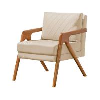 Poltrona Mona Luxo Onix Madeira Maciça Tecido Linho Bege Web Holz - 2