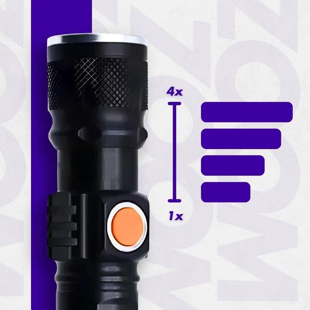 Lanterna Recarregável Usb Luz Negra Uv Alta Intensidade - 2
