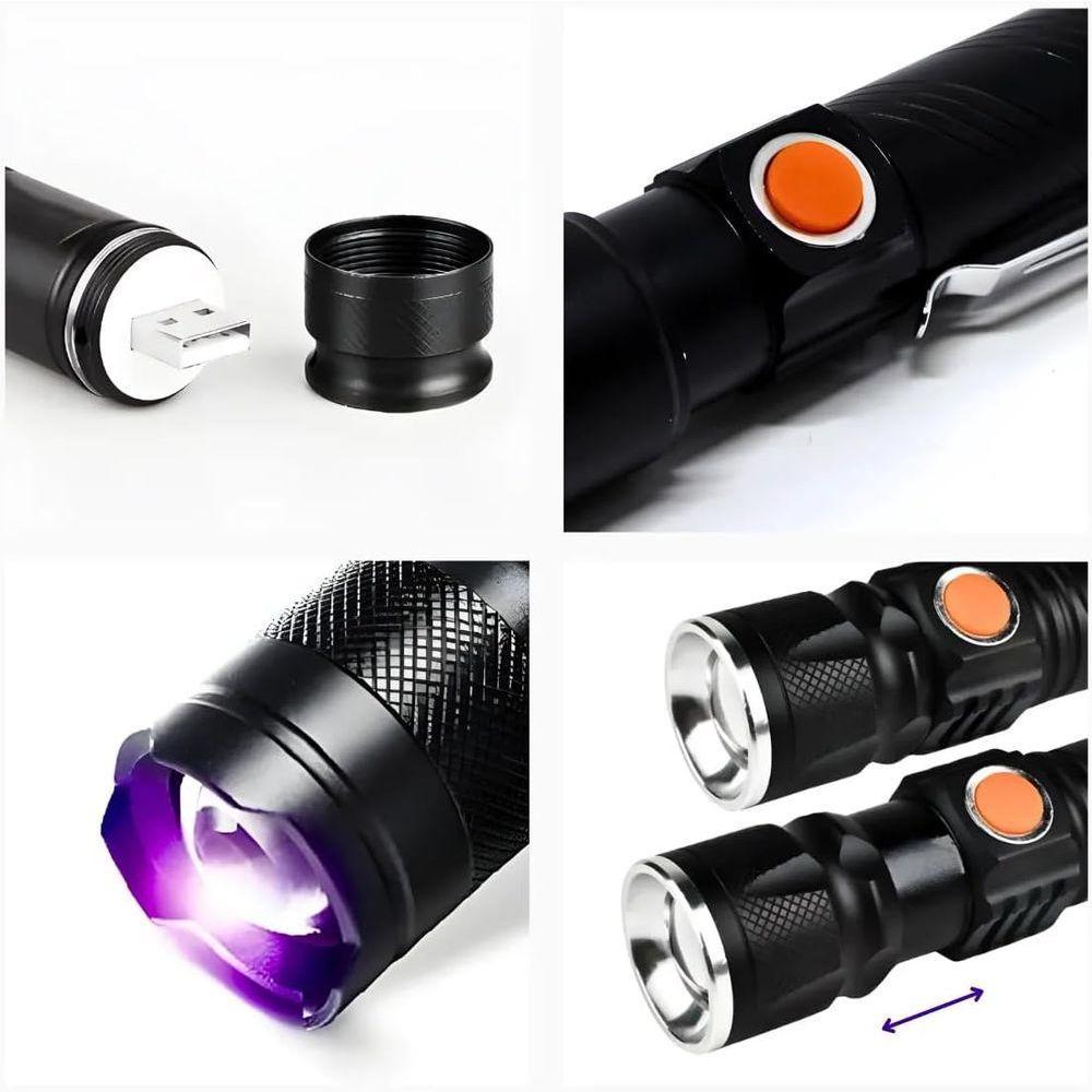 Lanterna Recarregável Usb Luz Negra Uv Alta Intensidade - 9