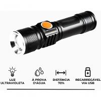 Lanterna Recarregável Usb Luz Negra Uv Alta Intensidade - 6