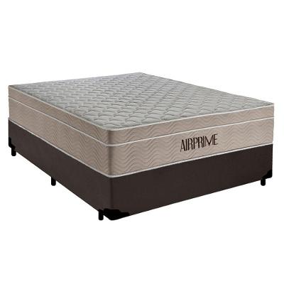 Cama Box Casal Sintético Cremil + Colchão Molas Ensacadas Airprime 138x188x65cm Marrom