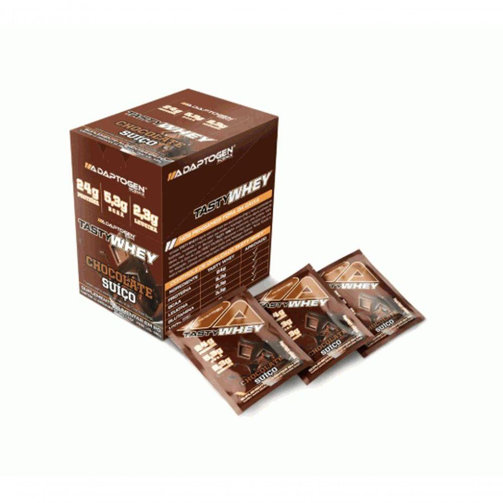 Tasty Whey Display Sachê Sabor Chocolate Suíço 12 Un 36g - 1