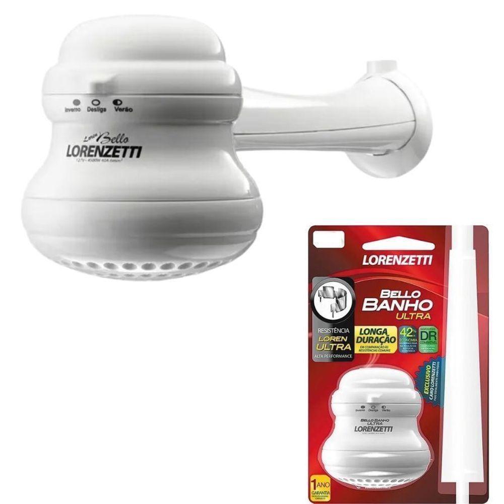 Chuveiro Loren Bello Ultra Com Cano Lorenzetti Branco 5500w 110V - 5