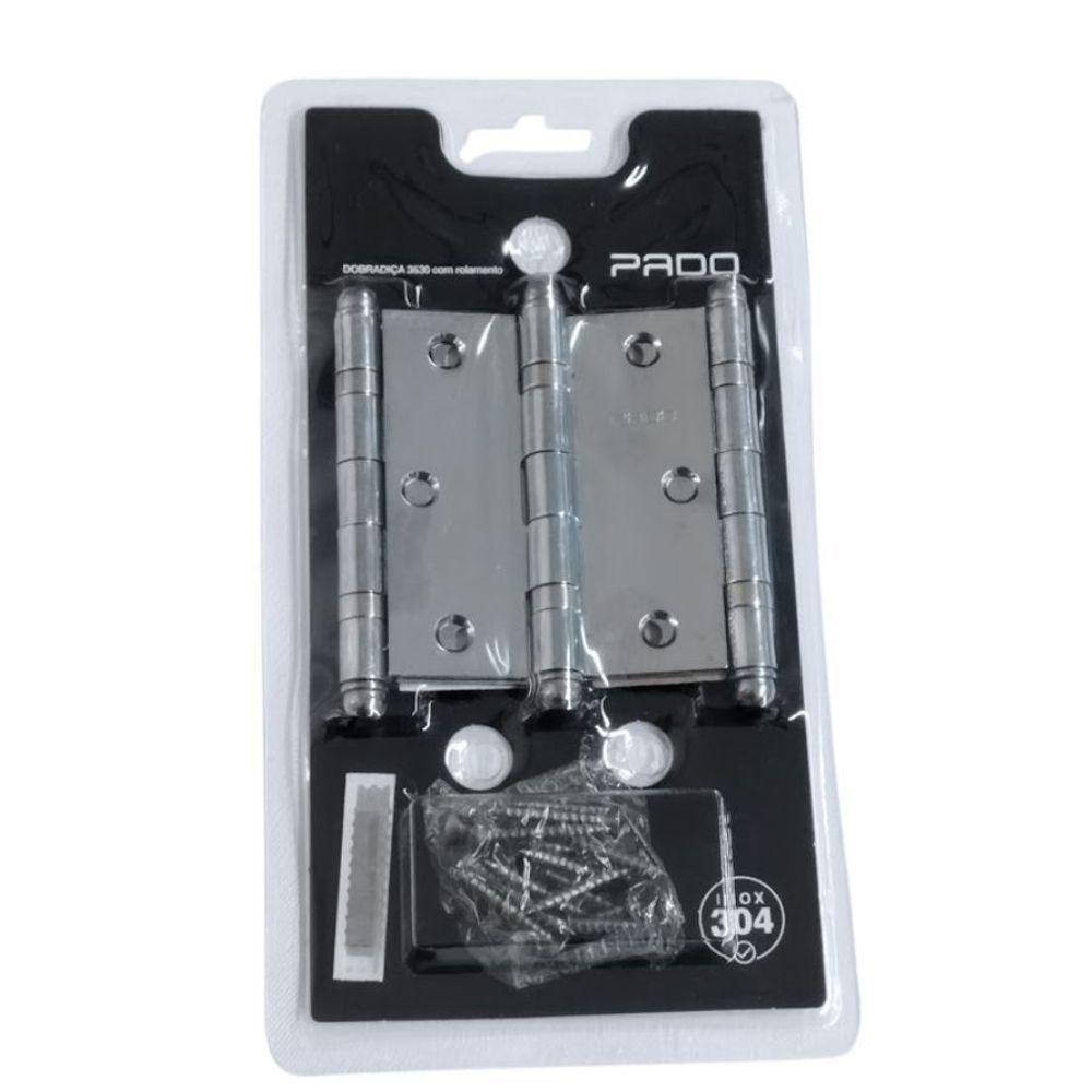 Dobradiça Sem Rolamento Inox Polido Pado 3530 - 3.1-2 Com 3 Unidades - 3
