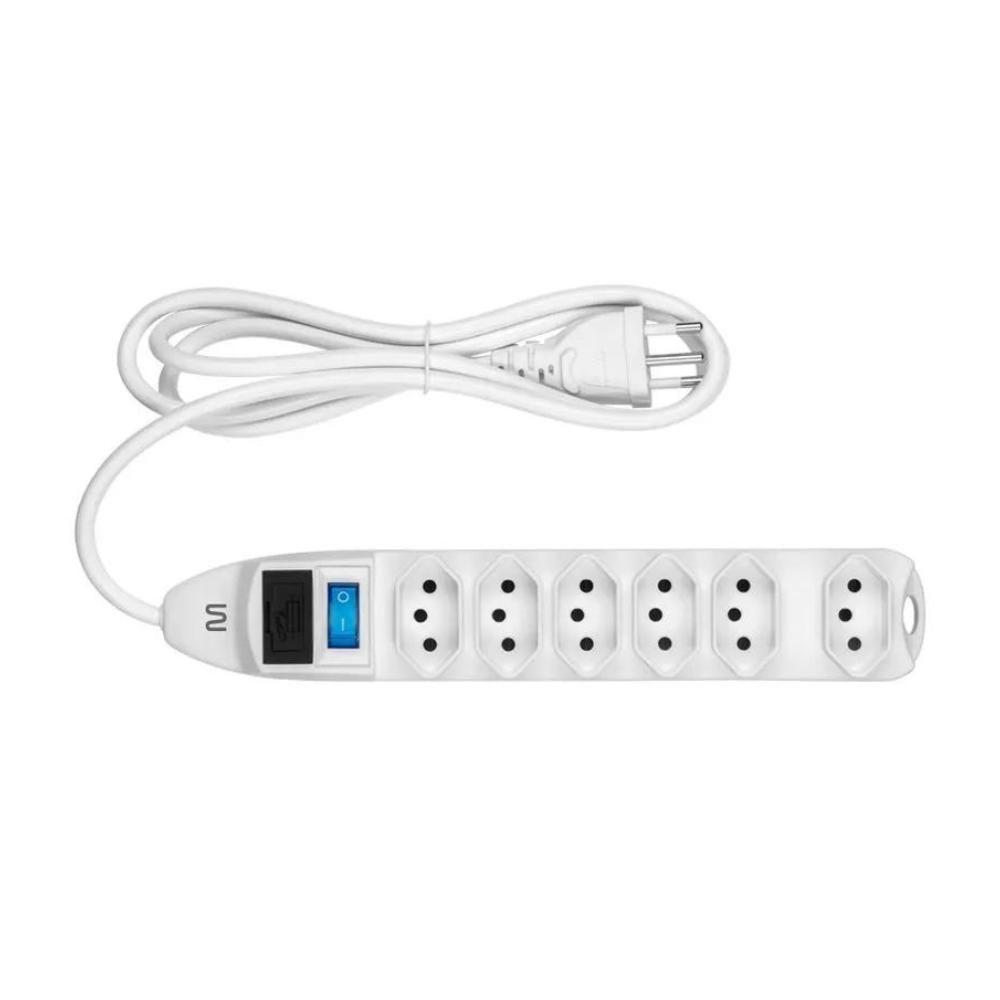 Filtro De Linha Multilaser Wi222 6 Tomadas Linear Branco - 1