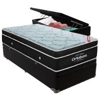 Cama Box Baú Preto E Colchão Elegant Molas Ensacadas Solteiro Ortobom - 1