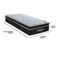 Cama Box Baú Preto E Colchão Elegant Molas Ensacadas Solteiro Ortobom