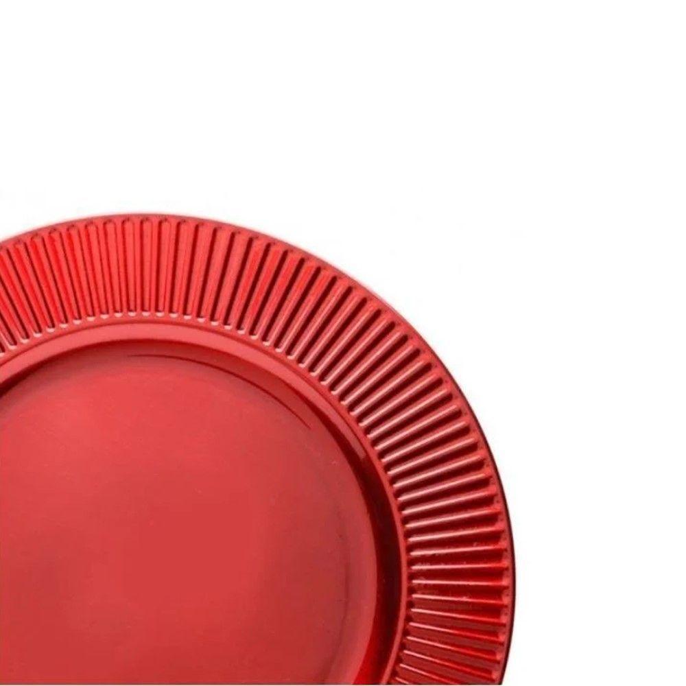 Jogo 6 Sousplat Redondo Primer Plástico Vermelho 33cm Lyor - 4