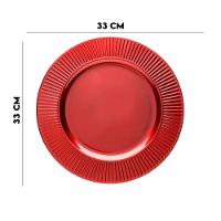 Jogo 6 Sousplat Redondo Primer Plástico Vermelho 33cm Lyor - 3