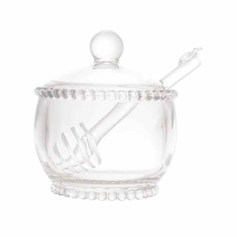 Meleira Em Cristal Com Colher Pearl Bolinha Wolff 11,5x10cm - 2