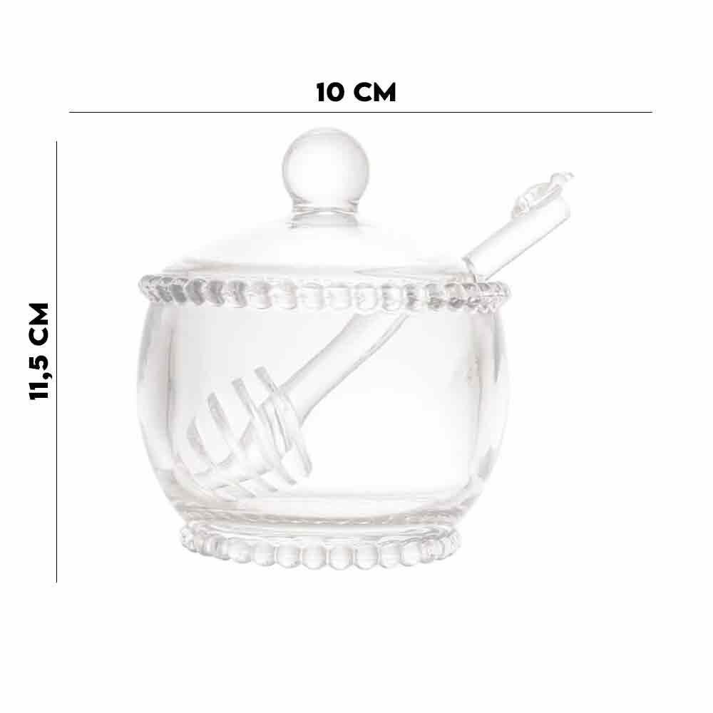 Meleira Em Cristal Com Colher Pearl Bolinha Wolff 11,5x10cm - 5