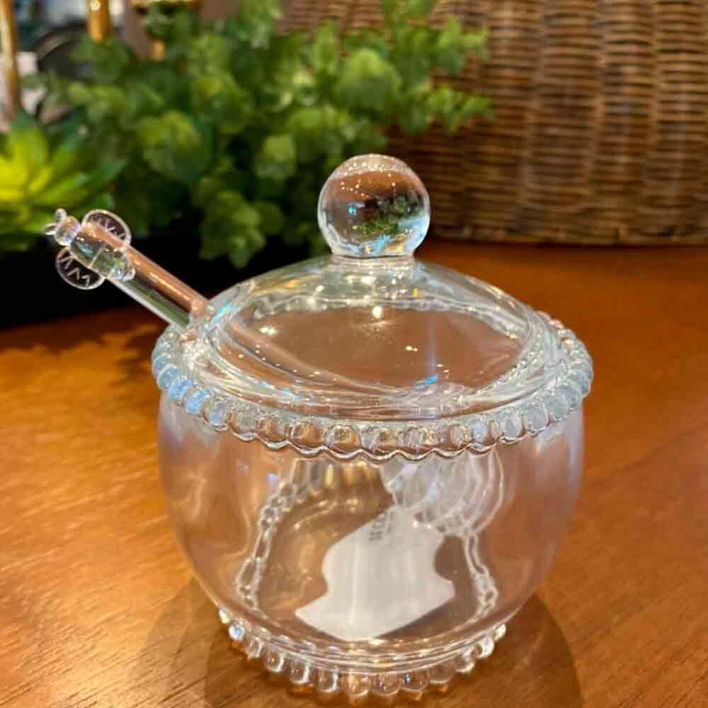 Meleira Em Cristal Com Colher Pearl Bolinha Wolff 11,5x10cm - 6