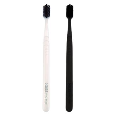 Pack Com 2 Escovas Dentais Kess Pro 6580 Extras Macias Preto e Branco