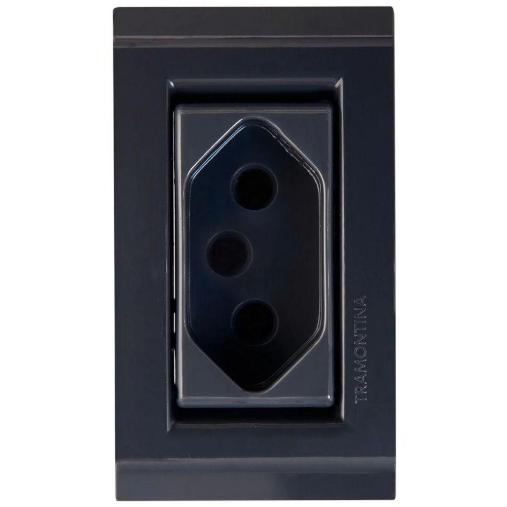 Conjunto Para Móvel 1 Tomada 2p+t 10 A Tramontina Liz Grafite - 1